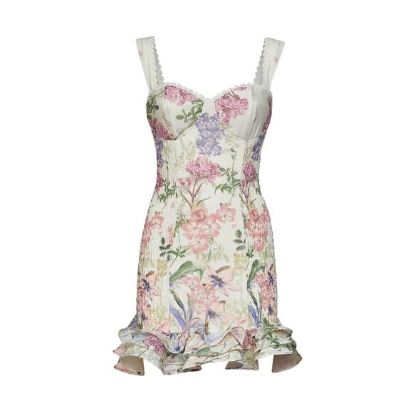 CHARO RUIZ IBIZA Jackets & Blazers - Charo Ruiz Ibiza Women Cream Printed Cotton Blend Sunil Bustier Mini Dress